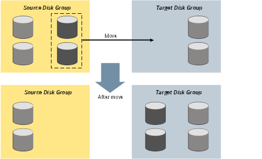 Disk group move operation
