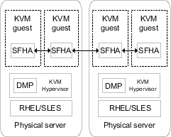 Storage Foundation HA in the KVM guest virtual machine and DMP in the KVM host