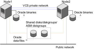 Oracle binaries on local disk and Oracle data on shared disk