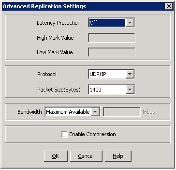 Advanced Replication Settings dialog box